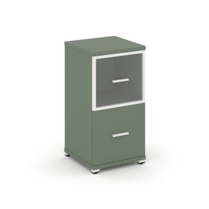 Concept Шкаф 1 узкая секция, 2 ниши CN.STU-212 RPW W Кобо/Металл Белый/Прозрачный 420*420*818