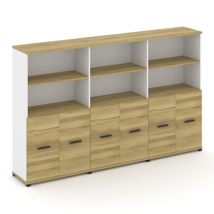 Concept Шкаф 3 широкие секции, 4 ниши CN.STS-431 B Дуб Винченцо/Белый Бриллиант/Металл Черный 2500*4