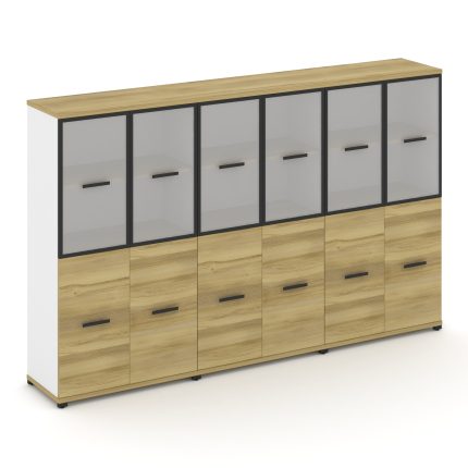 Concept Шкаф 3 широкие секции, 4 ниши CN.STS-432 RMB B Дуб Винченцо/Белый Бриллиант/Металл Черный/Са