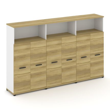 Concept Шкаф 3 широкие секции, 4 ниши CN.STS-433 B Дуб Винченцо/Белый Бриллиант/Металл Черный 2500*4