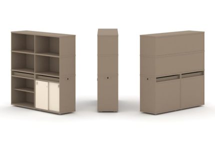 Estetica Набор №13. Тумба двойная+высокая надставка ES.NB.2V-13 Латте/Сатин 1500*410*1520