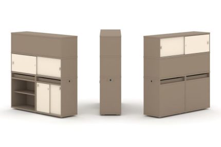 Estetica Набор №15. Тумба двойная+высокая надставка ES.NB.2V-15 Латте/Сатин 1500*410*1520