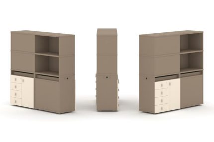 Estetica Набор №18. Тумба двойная+высокая надставка ES.NB.2V-18 Латте/Сатин 1500*410*1520