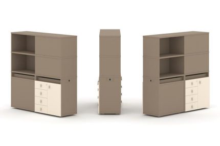 Estetica Набор №19. Тумба двойная+высокая надставка ES.NB.2V-19 Латте/Сатин 1500*410*1520