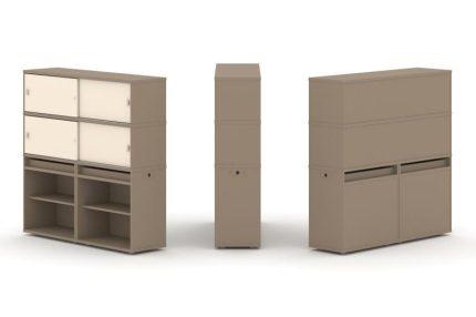 Estetica Набор №2. Тумба двойная+высокая надставка ES.NB.2V-2 Латте/Сатин 1500*410*1520