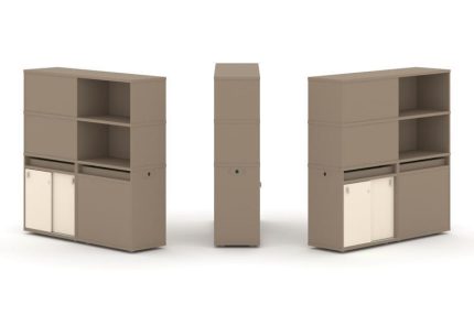 Estetica Набор №20. Тумба двойная+высокая надставка ES.NB.2V-20 Латте/Сатин 1500*410*1520