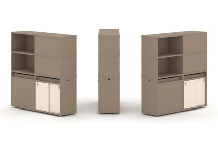 Estetica Набор №21. Тумба двойная+высокая надставка ES.NB.2V-21 Латте/Сатин 1500*410*1520