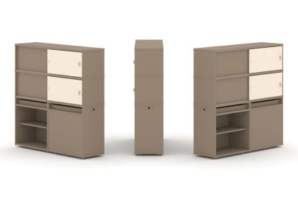 Estetica Набор №22. Тумба двойная+высокая надставка ES.NB.2V-22 Латте/Сатин 1500*410*1520