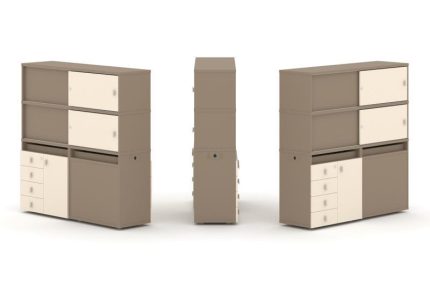 Estetica Набор №24. Тумба двойная+высокая надставка ES.NB.2V-24 Латте/Сатин 1500*410*1520