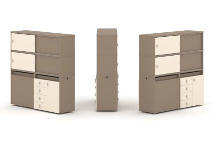 Estetica Набор №25. Тумба двойная+высокая надставка ES.NB.2V-25 Латте/Сатин 1500*410*1520