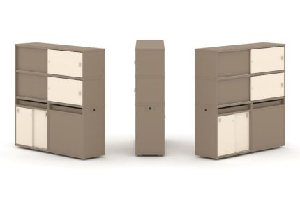 Estetica Набор №26. Тумба двойная+высокая надставка ES.NB.2V-26 Латте/Сатин 1500*410*1520