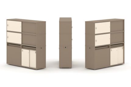 Estetica Набор №27. Тумба двойная+высокая надставка ES.NB.2V-27 Латте/Сатин 1500*410*1520
