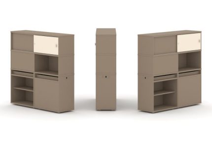 Estetica Набор №28. Тумба двойная+высокая надставка ES.NB.2V-28 Латте/Сатин 1500*410*1520