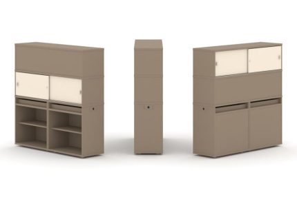 Estetica Набор №3. Тумба двойная+высокая надставка ES.NB.2V-3 Латте/Сатин 1500*410*1520