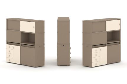 Estetica Набор №30. Тумба двойная+высокая надставка ES.NB.2V-30 Латте/Сатин 1500*410*1520