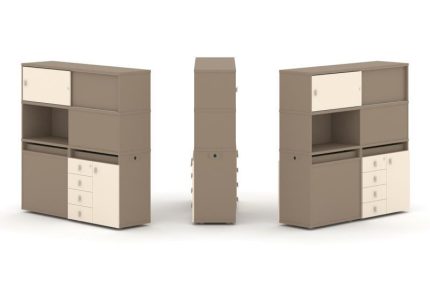 Estetica Набор №31. Тумба двойная+высокая надставка ES.NB.2V-31 Латте/Сатин 1500*410*1520