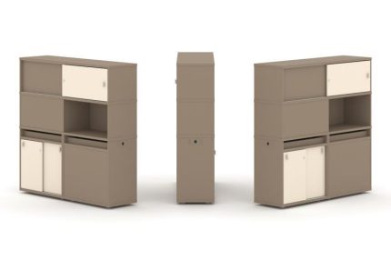 Estetica Набор №32. Тумба двойная+высокая надставка ES.NB.2V-32 Латте/Сатин 1500*410*1520