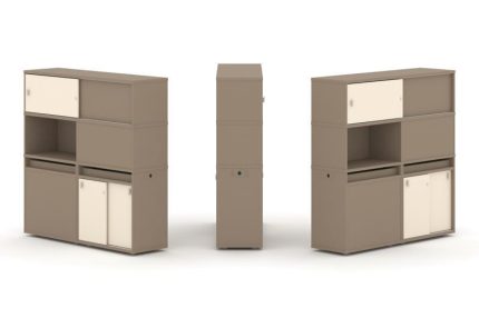 Estetica Набор №33. Тумба двойная+высокая надставка ES.NB.2V-33 Латте/Сатин 1500*410*1520
