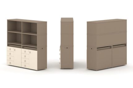 Estetica Набор №4. Тумба двойная+высокая надставка ES.NB.2V-4 Латте/Сатин 1500*410*1520