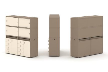 Estetica Набор №5. Тумба двойная+высокая надставка ES.NB.2V-5 Латте/Сатин 1500*410*1520