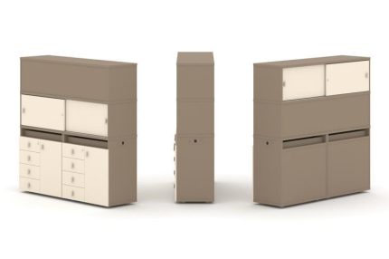 Estetica Набор №6. Тумба двойная+высокая надставка ES.NB.2V-6 Латте/Сатин 1500*410*1520