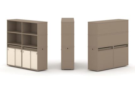 Estetica Набор №7. Тумба двойная+высокая надставка ES.NB.2V-7 Латте/Сатин 1500*410*1520