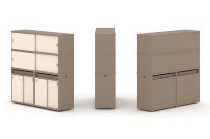 Estetica Набор №8. Тумба двойная+высокая надставка ES.NB.2V-8 Латте/Сатин 1500*410*1520