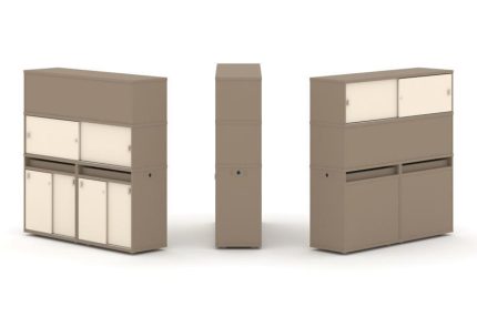 Estetica Набор №9. Тумба двойная+высокая надставка ES.NB.2V-9 Латте/Сатин 1500*410*1520