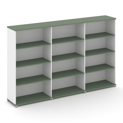 Concept Стеллаж 3 широкие секции, 4 ниши CN.STS-430 Кобо/Белый Бриллиант/Металл Белый 2500*420*1554