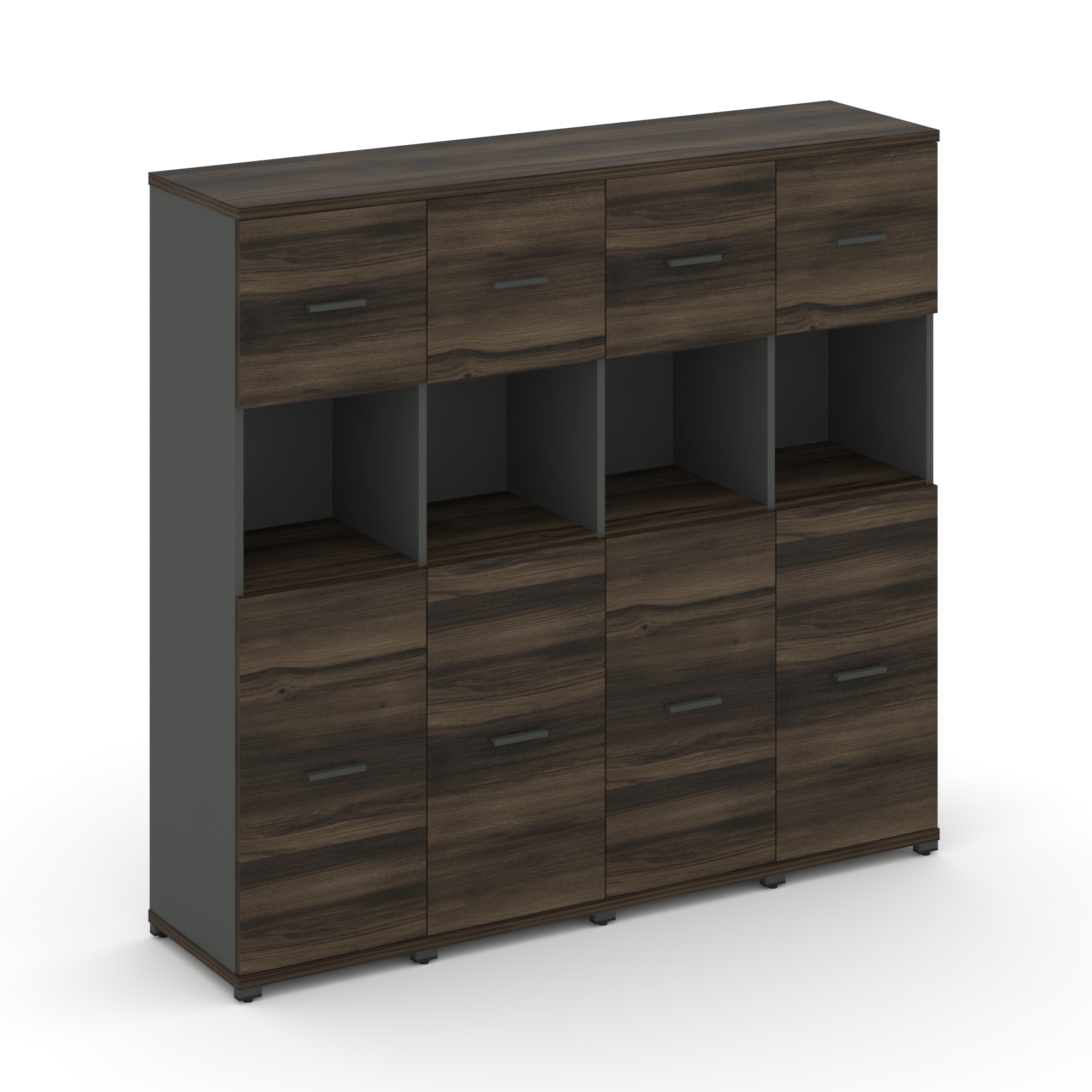 Concept Шкаф 4 узкие секции, 4 ниши CN.STU-445 A Дуб Мали/Антрацит/Металл Антрацит 1668*420*1554