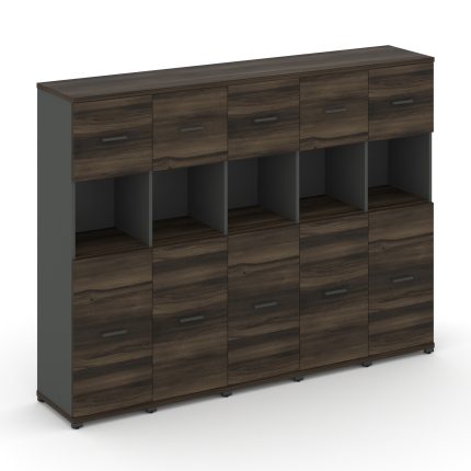 Concept Шкаф 5 узких секций, 4 ниши CN.STU-455 A Дуб Мали/Антрацит/Металл Антрацит 2084*420*1554