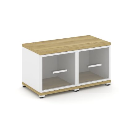 Concept Шкаф 2 узкие секции, 1 ниша CN.STU-123 RPW W Дуб Винченцо/Белый Бриллиант/Металл Белый/Прозр