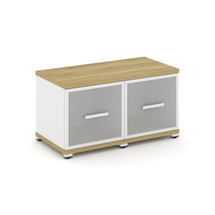 Concept Шкаф 2 узкие секции, 1 ниша CN.STU-123 RMW W Дуб Винченцо/Белый Бриллиант/Металл Белый/Сатин