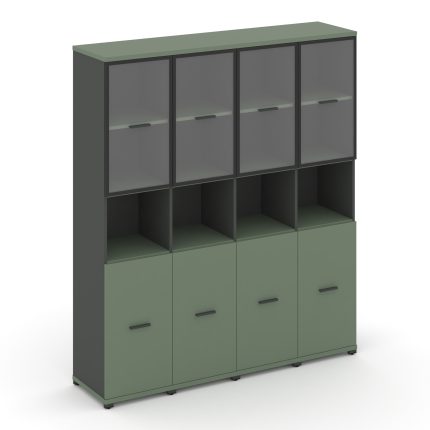 Concept Шкаф 4 узкие секции, 5 ниш  CN.STU-543 RPB A Кобо/Антрацит/Металл Антрацит/Прозрачный 1668*4