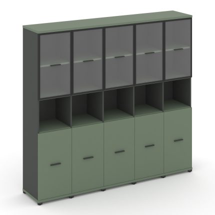 Concept Шкаф 5 узких секции, 5 ниш CN.STU-553 RPB A Кобо/Антрацит/Металл Антрацит/Прозрачный 2084*42