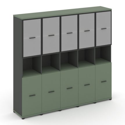 Concept Шкаф 5 узких секций, 5 ниш CN.STU-553 RMB A Кобо/Антрацит/Металл Антрацит/Сатин 2084*420*192