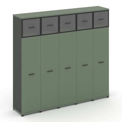 Concept Шкаф 5 узких секций, 5 ниш CN.STU-557 RPB A Кобо/Антрацит/Металл Антрацит/Прозрачный 2084*42