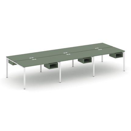 Concept Рабочая станция двухсторонняя с подвес. тумбами на 6 мест CN.DRS-142 Кобо/Металл Белый 3540*