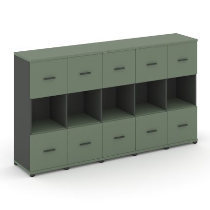 Concept Шкаф 5 узких секций, 3 ниши CN.STU-355 A Кобо/Антрацит/Металл Антрацит 2084*420*1186