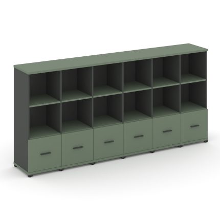 Concept Шкаф 6 узких секций, 3 ниши CN.STU-361 A Кобо/Антрацит/Металл Антрацит 2500*420*1186