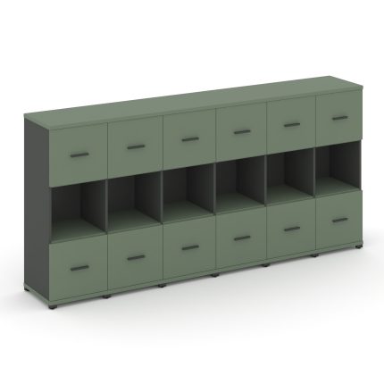 Concept Шкаф 6 узких секций, 3 ниши CN.STU-365 A Кобо/Антрацит/Металл Антрацит 2500*420*1186