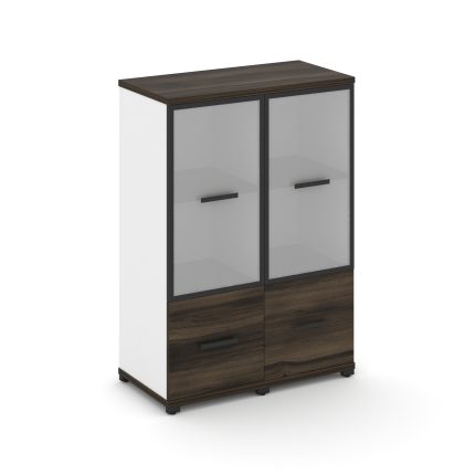 Concept Шкаф 2 узкие секции, 3 ниши CN.STU-322 RMB B Дуб Мали/Белый Бриллиант/Металл Черный/Сатин 83