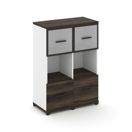 Concept Шкаф 2 узкие секции, 3 ниши CN.STU-325 RMB B Дуб Мали/Белый Бриллиант/Металл Черный/Сатин 83