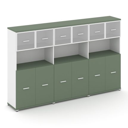 Concept Шкаф 3 широкие секции, 4 ниши CN.STS-435 RMW W Кобо/Белый Бриллиант/Металл Белый/Сатин 2500*