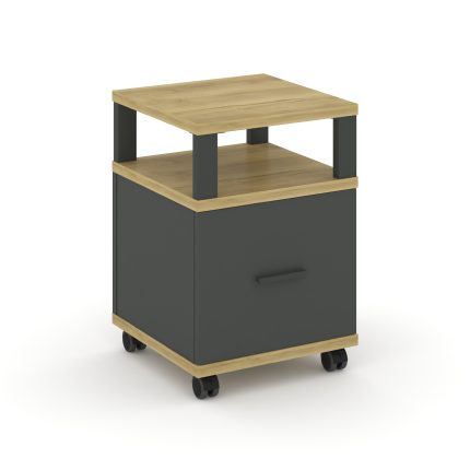 Concept Тумба мобильная 1 распаш. фасад с надставкой CN.TUM-008 A Дуб Винченцо/Антрацит/Металл Антра