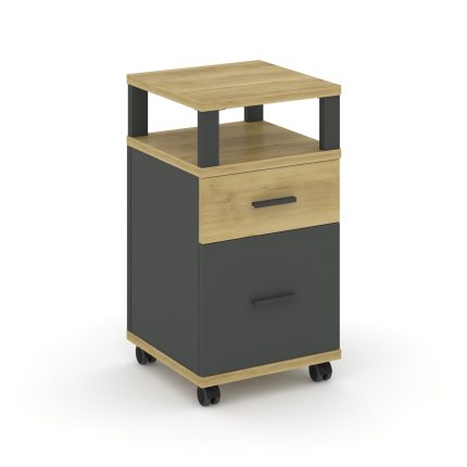 Concept Тумба мобильная 1 ящ.+1 распаш. фасад с надставкой CN.TUM-010 A Дуб Винченцо/Антрацит/Металл