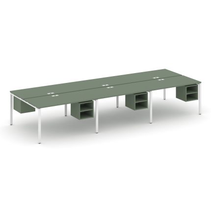 Concept Рабочая станция двухсторонняя с подвес. тумбами на 6 мест CN.DRS-145 Кобо/Металл Белый 2940*