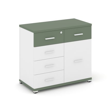 Concept Тумба приставная широкая 5 ящ.+1 распаш. фасад CN.TSP-016 W Кобо/Белый Бриллиант/Металл Белы