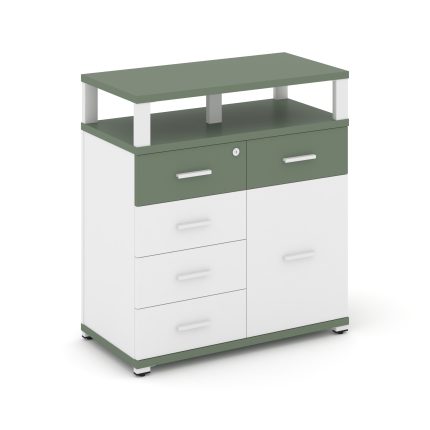 Concept Тумба приставная широкая 5 ящ.+1 распаш. фасад с надставкой широкой CN.TSP-018 W Кобо/Белый