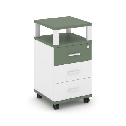 Concept Тумба мобильная 3 ящ. с надставкой CN.TUM-004 W Кобо/Белый Бриллиант/Металл Белый 420*420*78